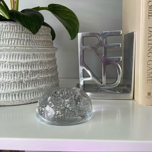 Vintage Crystal Paperweight Snowflake Design